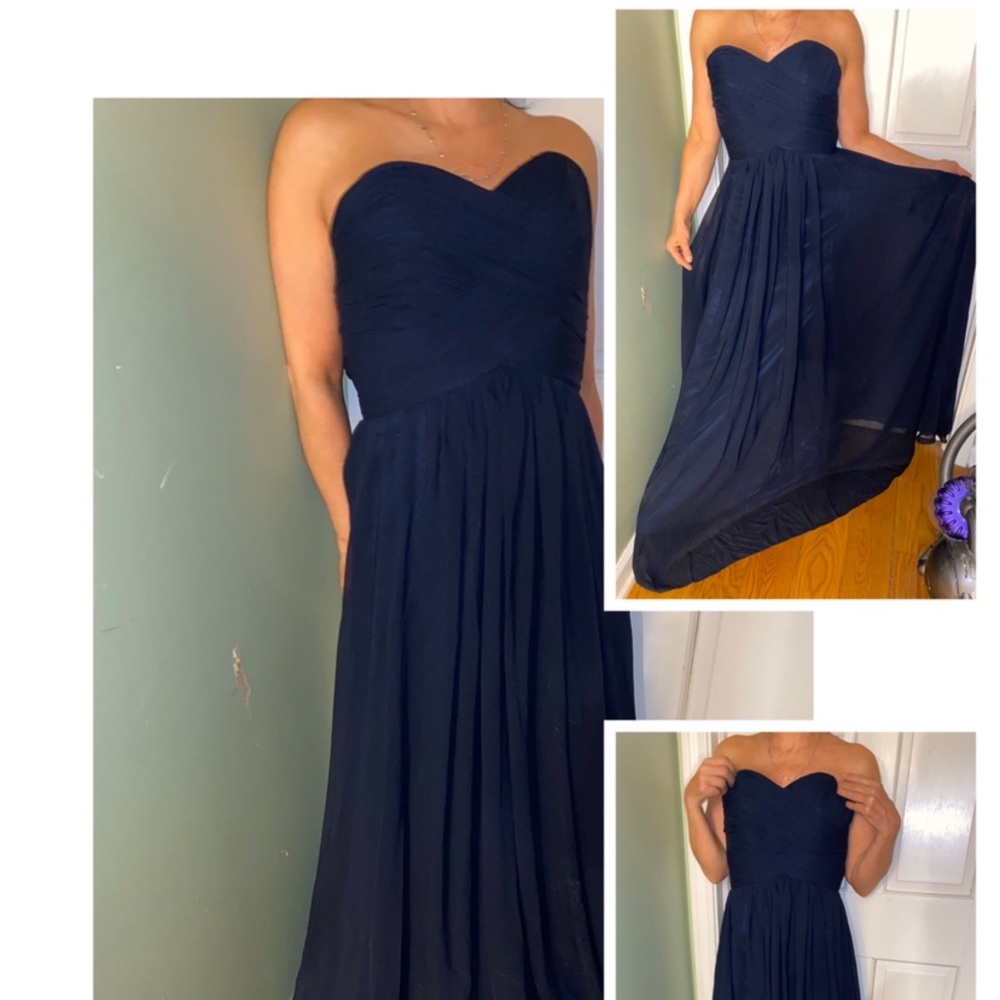 Beautiful Navy Blue Strapless Prom Dress ✨